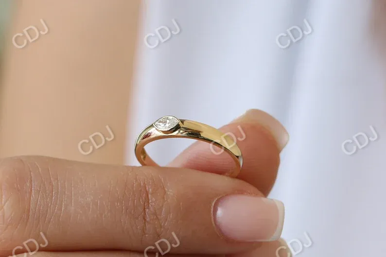 0.15CTW Bezel Setting Marquise Lab Grown Diamond Solitaire Ring