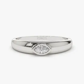 0.15CTW Bezel Setting Marquise Lab Grown Diamond Solitaire Ring