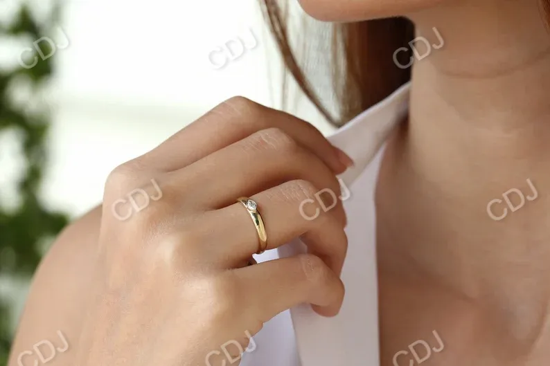 0.15CTW Bezel Setting Marquise Lab Grown Diamond Solitaire Ring
