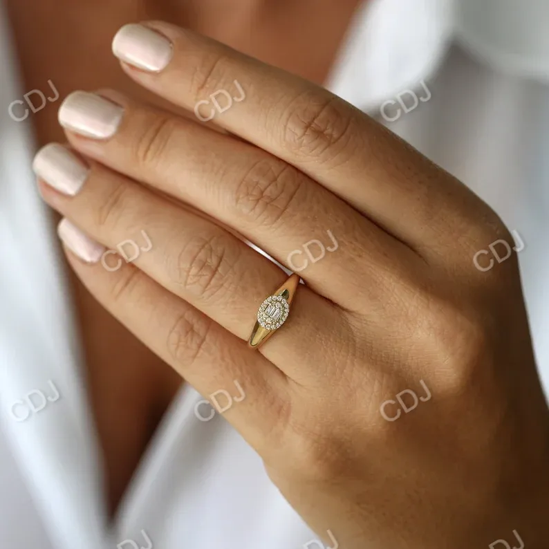 0.20CTW Oval Shape Baguette and Round Lab Grown Diamond Ring