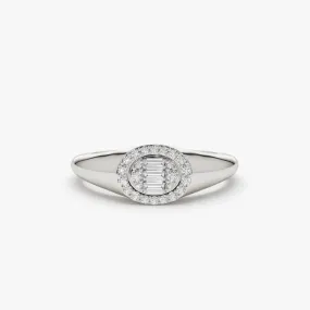0.20CTW Oval Shape Baguette and Round Lab Grown Diamond Ring