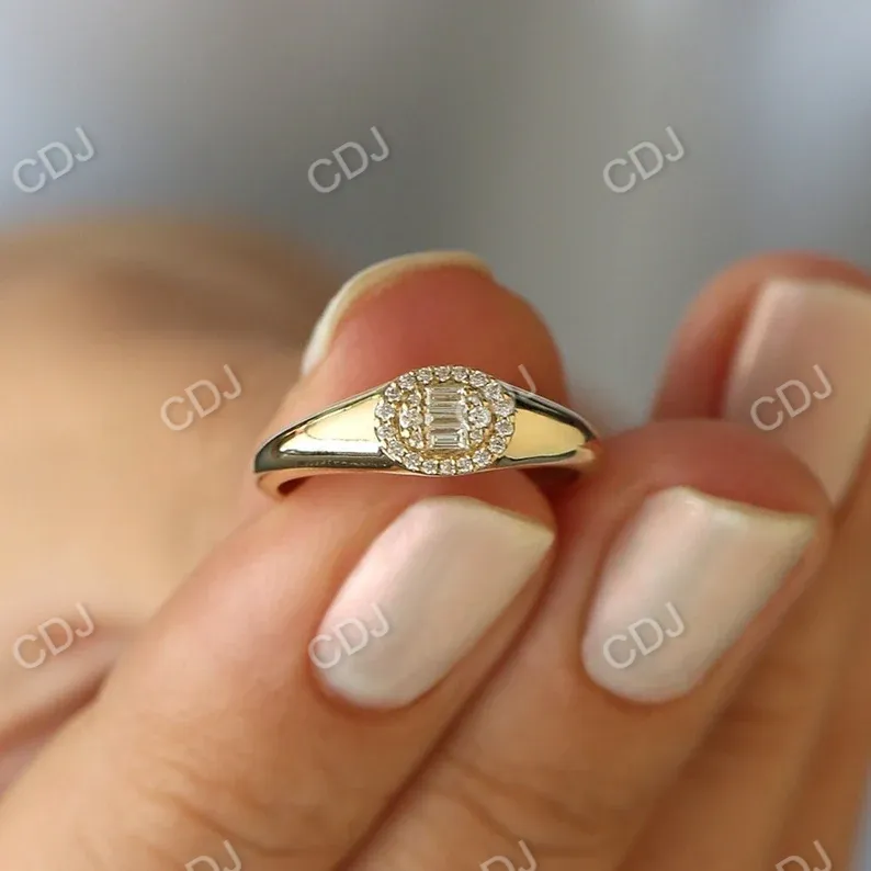 0.20CTW Oval Shape Baguette and Round Lab Grown Diamond Ring