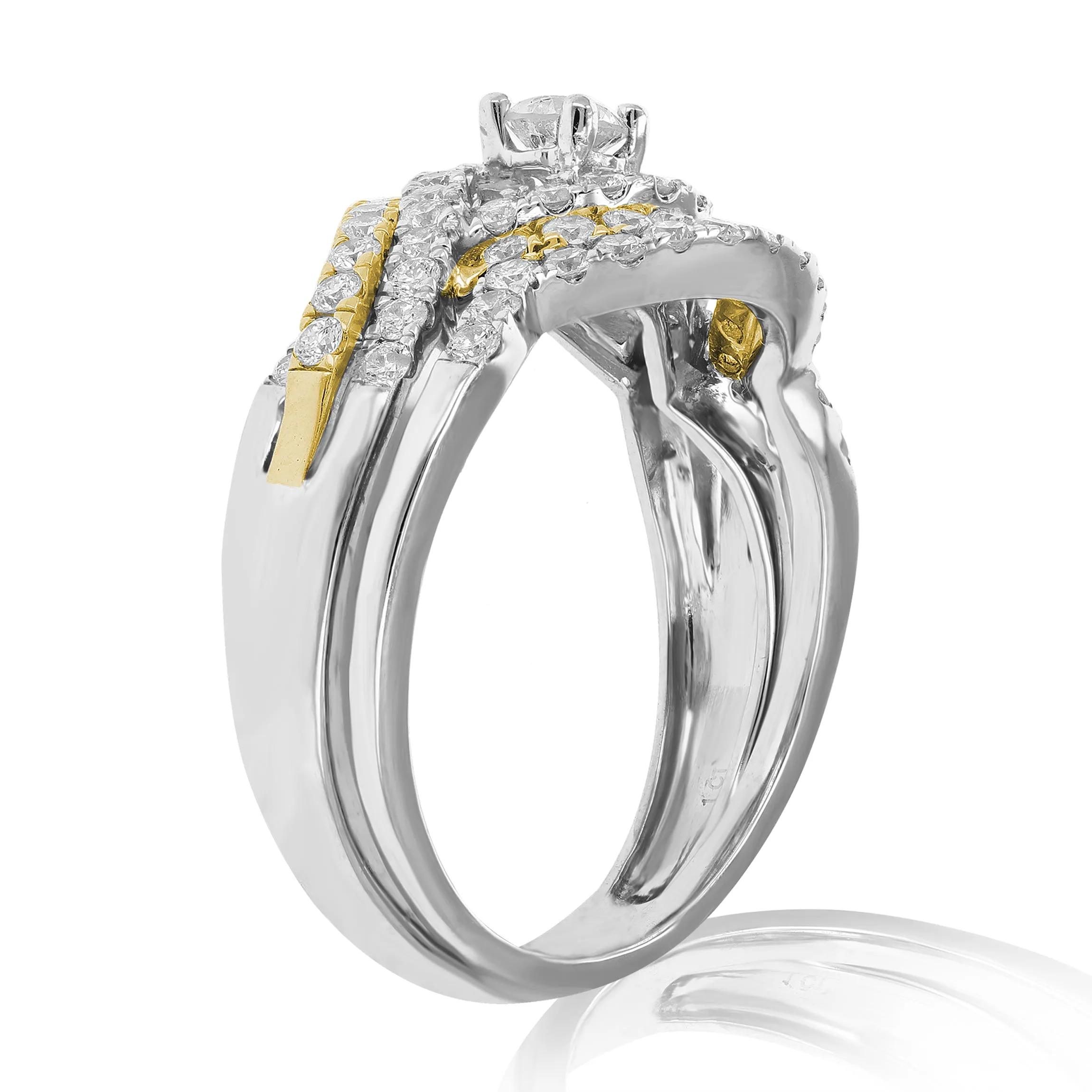 1 cttw Diamond Engagement Ring in Tow Tone Gold