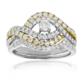 1 cttw Diamond Engagement Ring in Tow Tone Gold