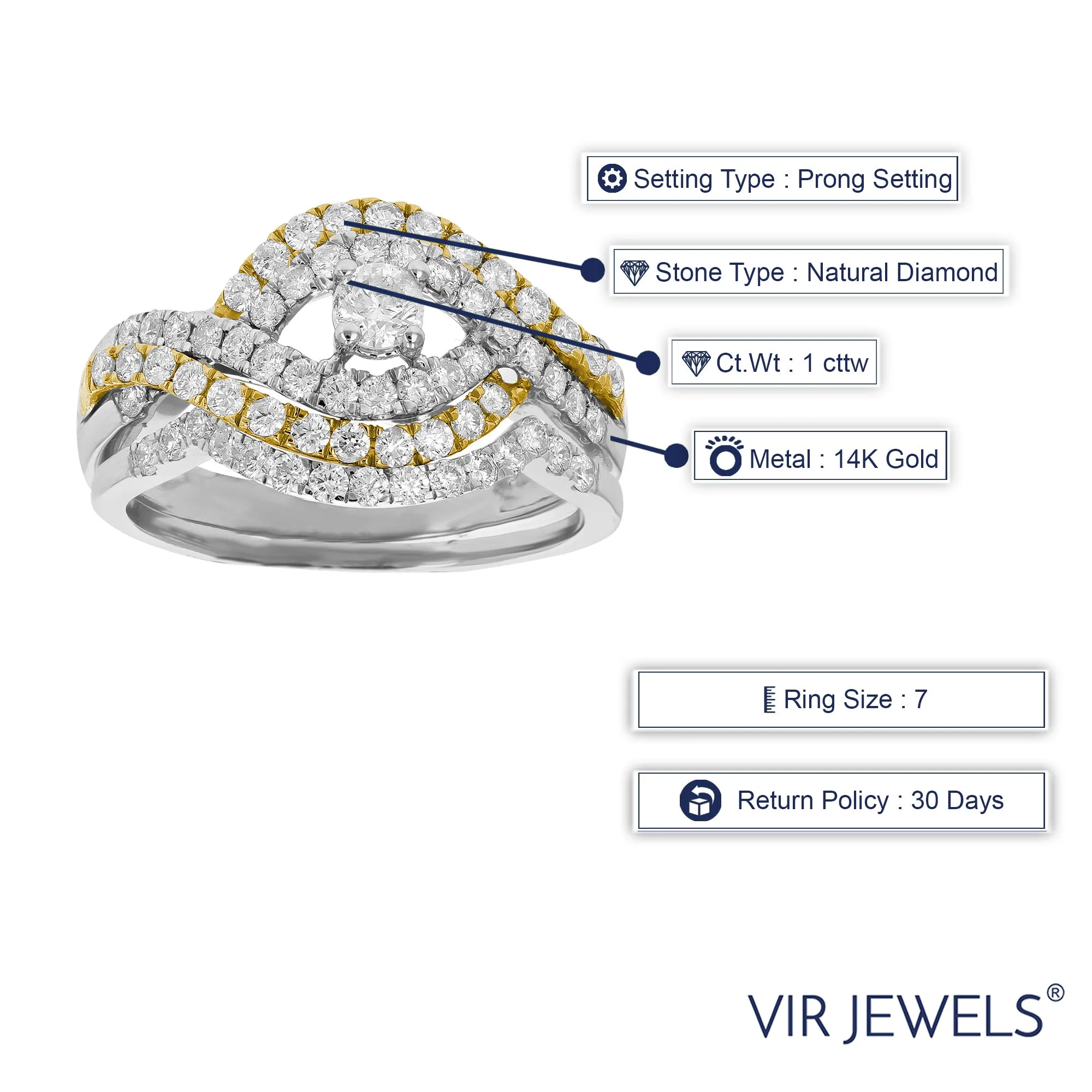 1 cttw Diamond Engagement Ring in Tow Tone Gold