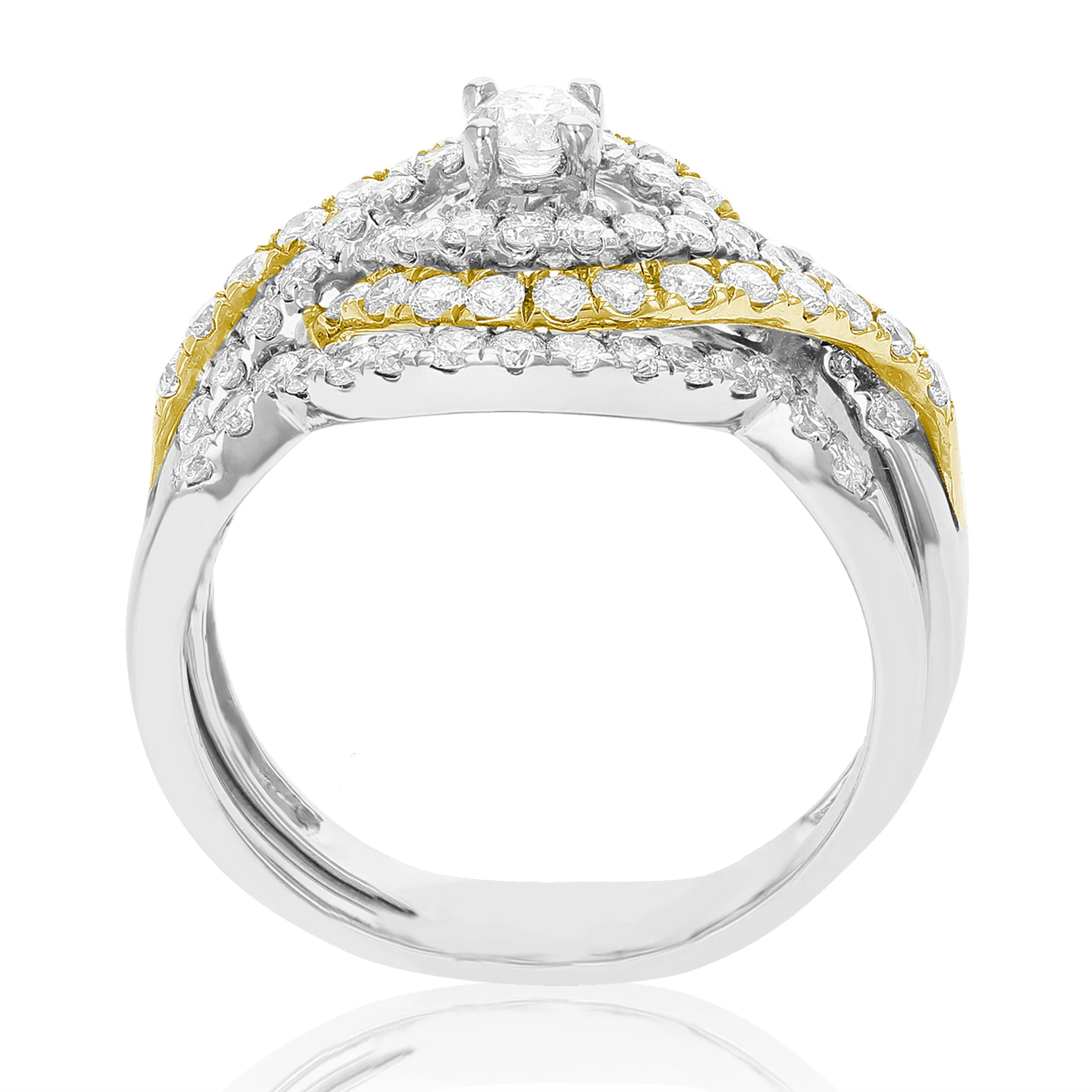 1 cttw Diamond Engagement Ring in Tow Tone Gold