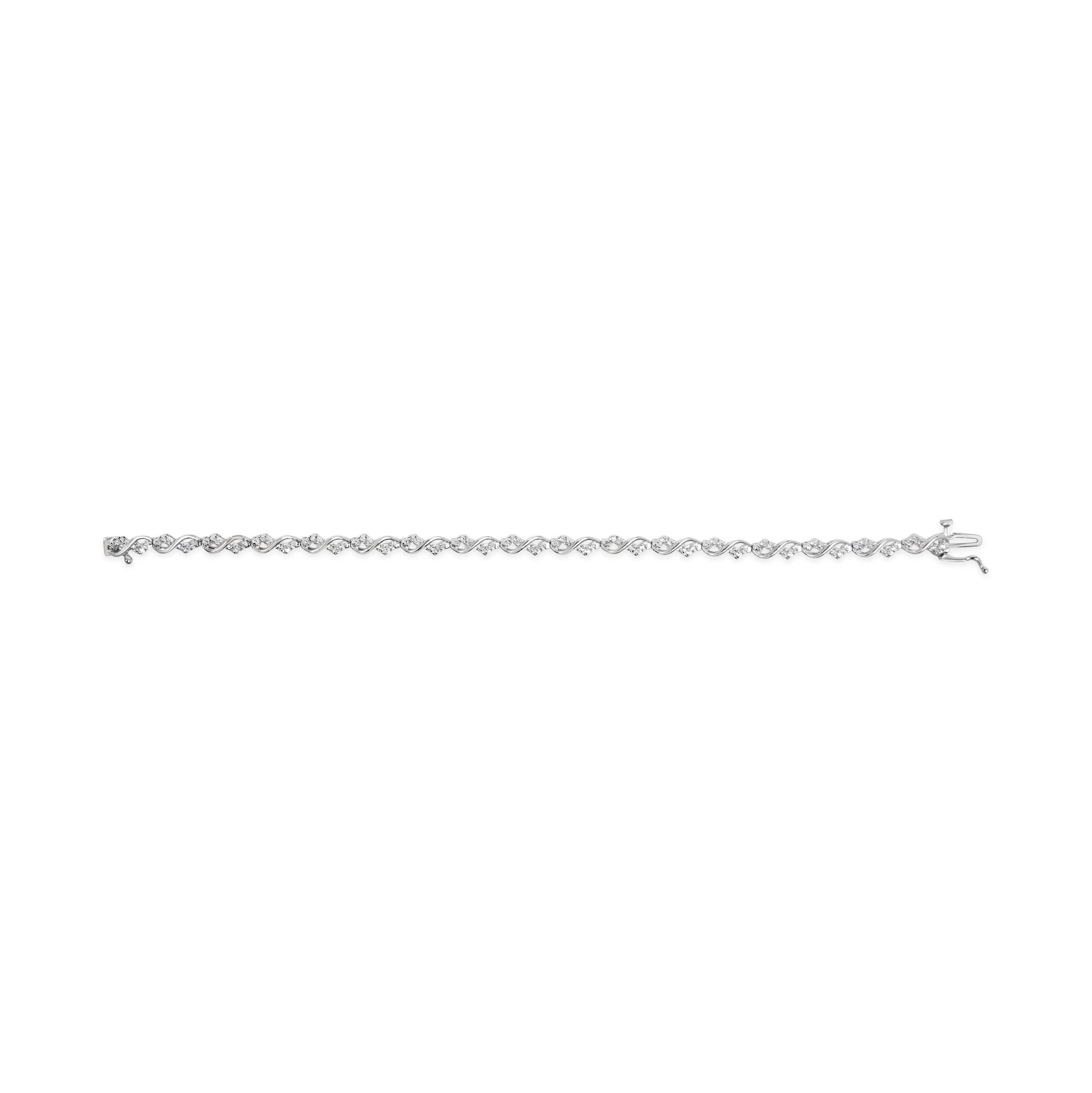 10k White Gold 1/2 Cttw Diamond Infinity Weave Link Bracelet