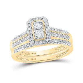 10kt Yellow Gold Radiant Love Diamond Bridal Wedding Ring Set