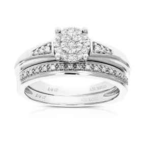 1/4 cttw Lab Grown Diamond Wedding Bridal Ring Set in Silver