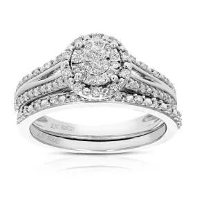 1/4 cttw Oval Lab Grown Diamond Bridal Ring Set in Sterling Silver