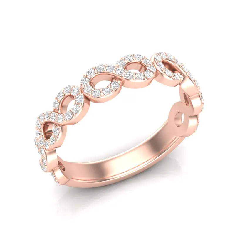 14k Gold Diamond Woven Infinity Stackable Ring
