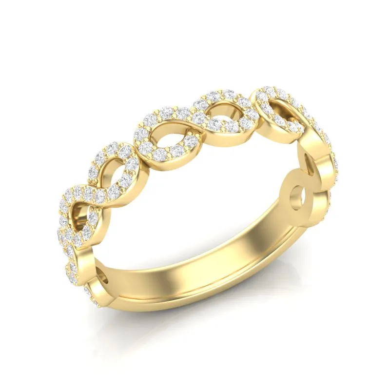 14k Gold Diamond Woven Infinity Stackable Ring