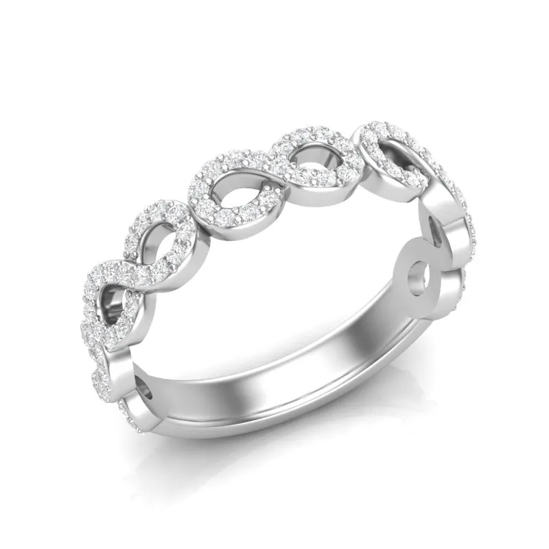 14k Gold Diamond Woven Infinity Stackable Ring