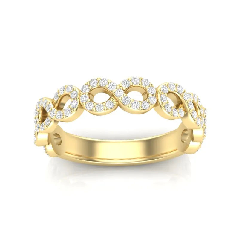 14k Gold Diamond Woven Infinity Stackable Ring