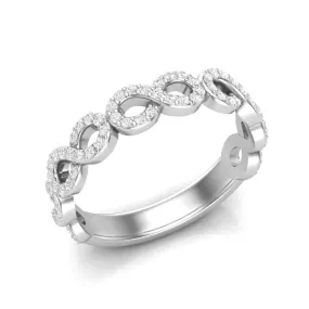 14k Gold Diamond Woven Infinity Stackable Ring