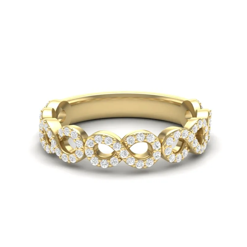 14k Gold Diamond Woven Infinity Stackable Ring