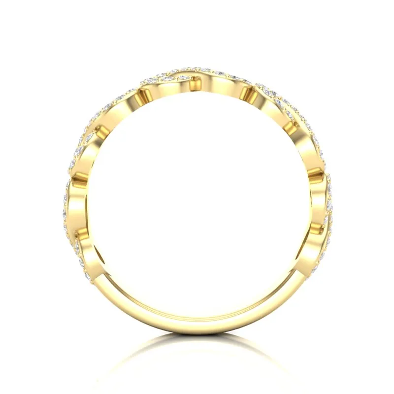 14k Gold Diamond Woven Infinity Stackable Ring