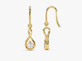14k Gold Infinity Diamond Drop Earrings