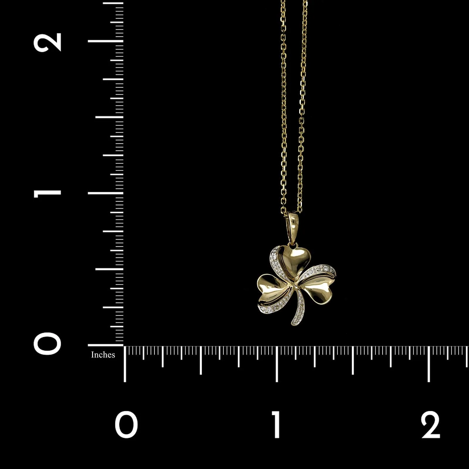 14K Two-tone Gold Estate Diamond Clover Pendant