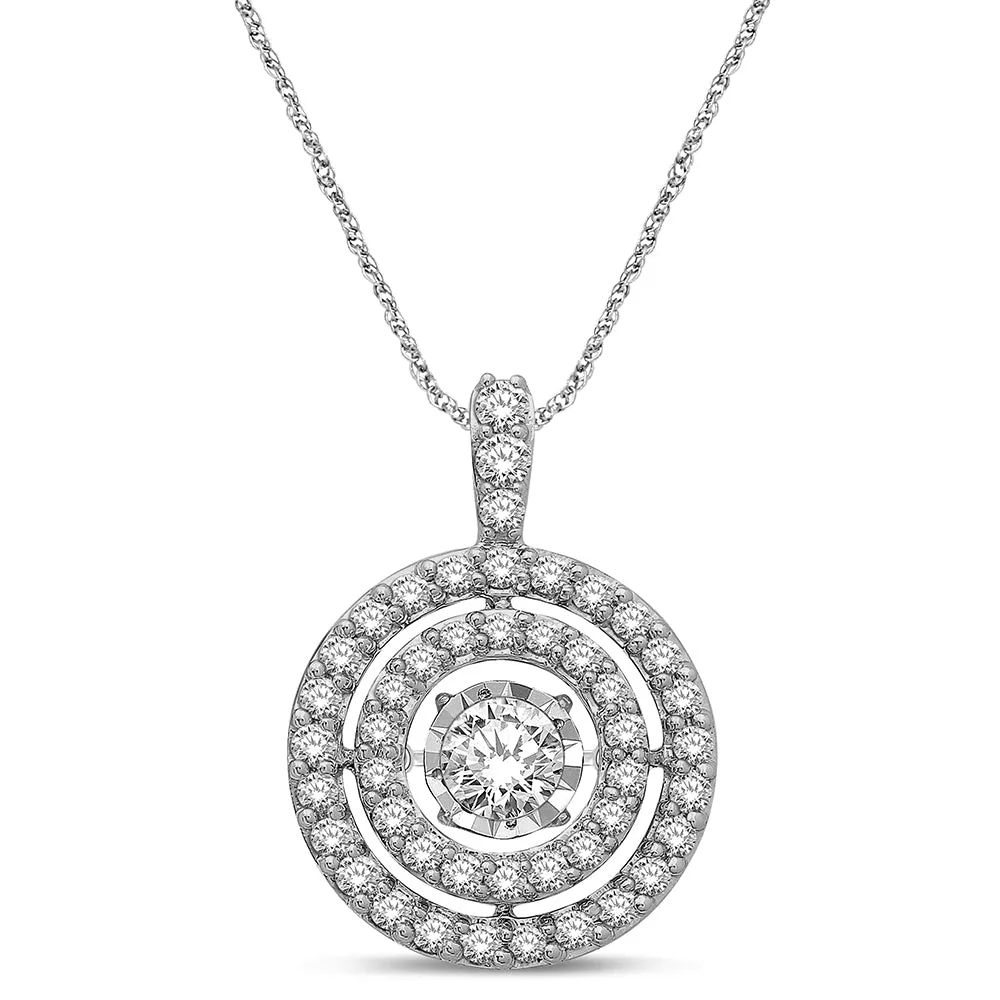 14K White Gold 1 1/10 Ct.Tw. Moving Diamond Fashion Pendant