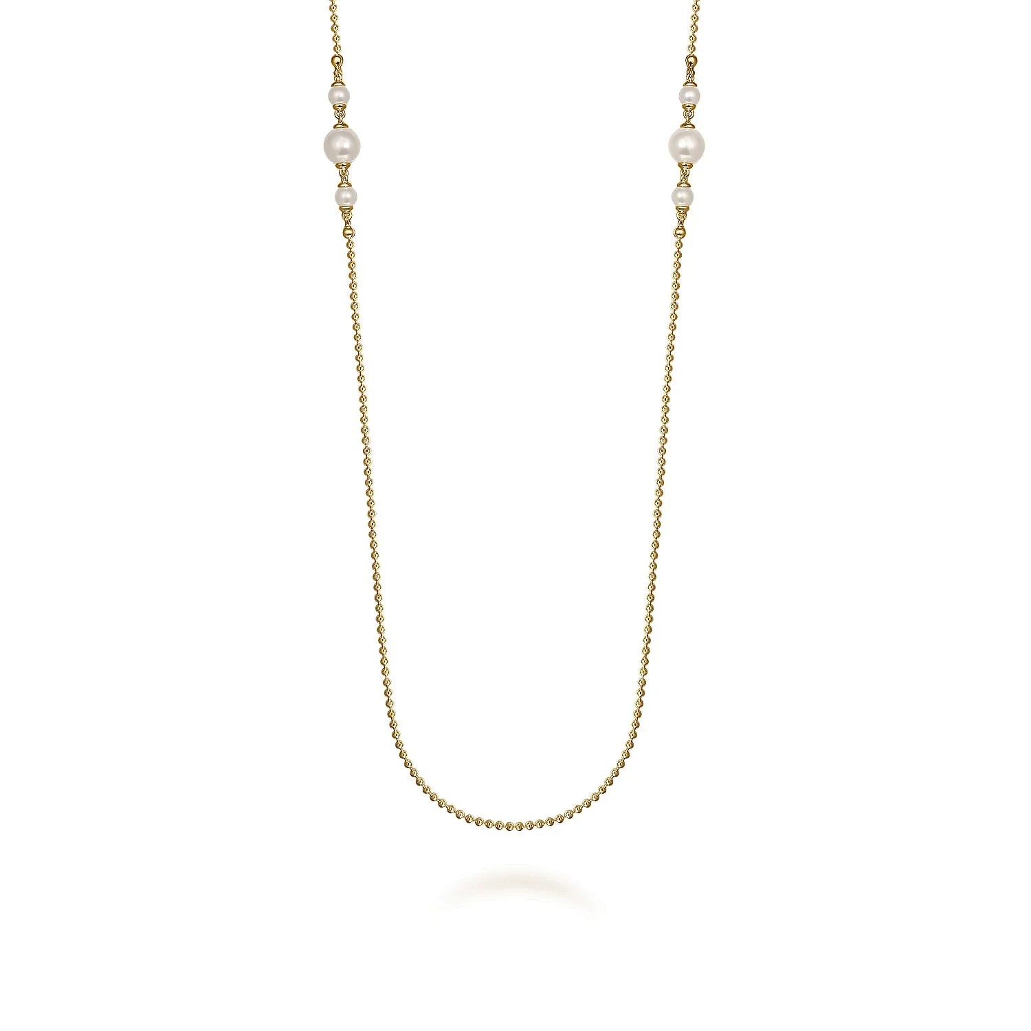 14K Yellow Gold Bujukan Pearl Station Necklace NK7699-32Y4JPL