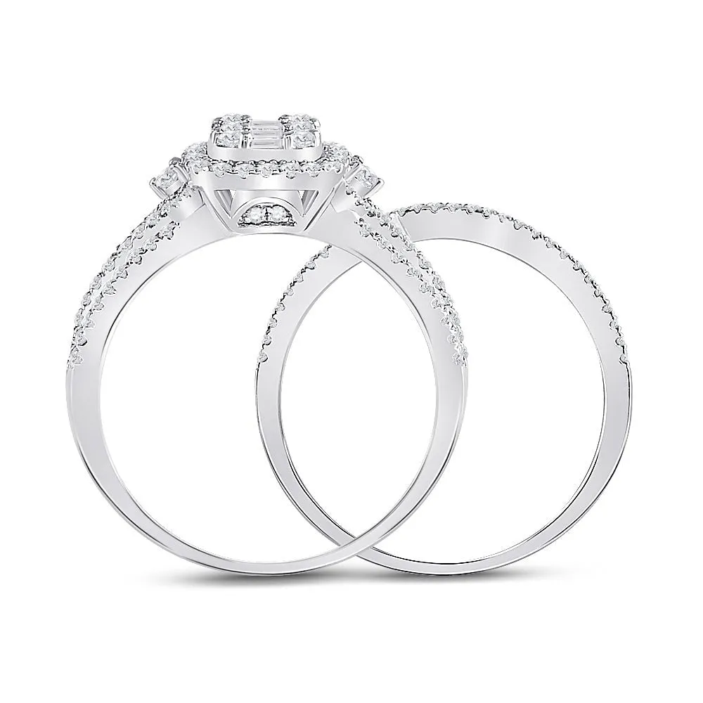14kt White Gold Baguette Diamond Brilliance Wedding Ring Set