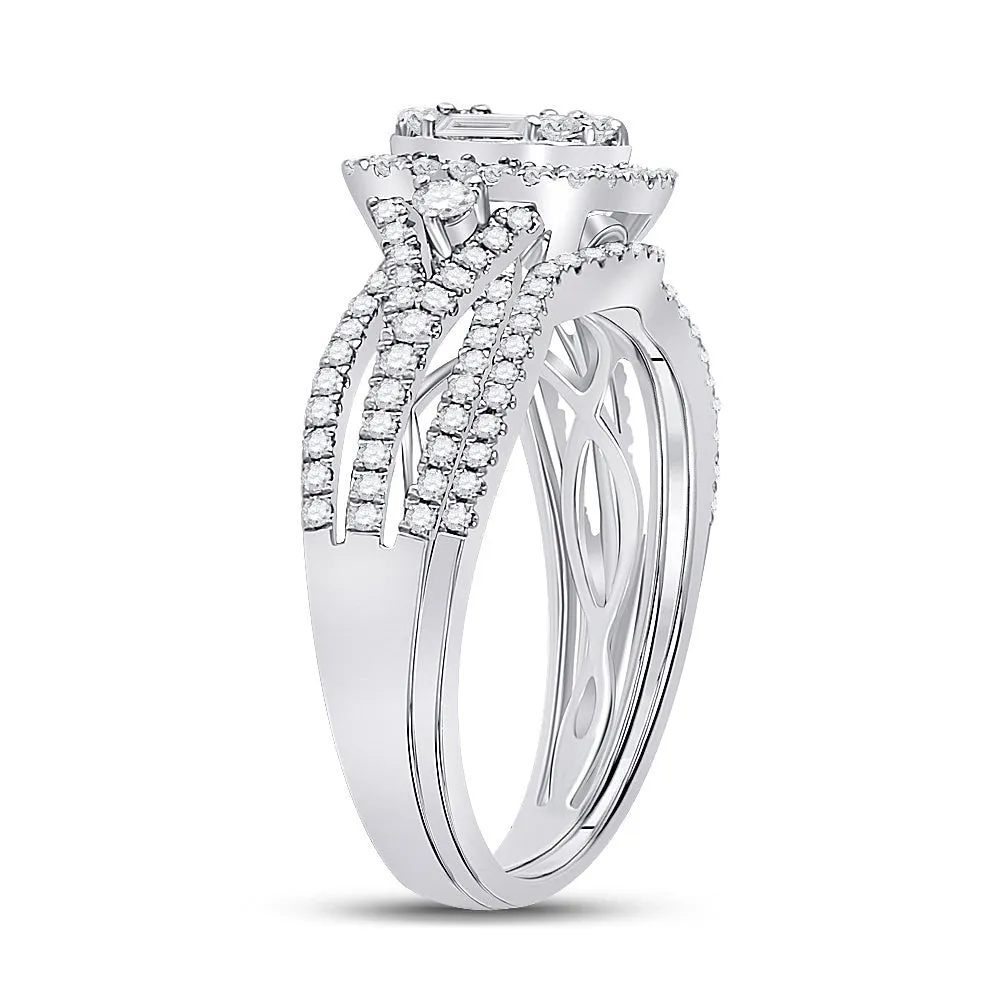 14kt White Gold Baguette Diamond Brilliance Wedding Ring Set
