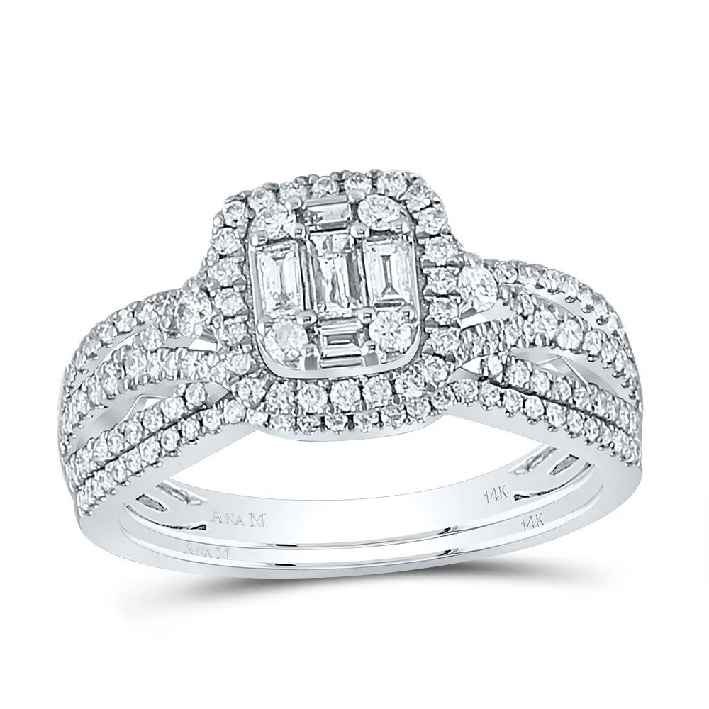 14kt White Gold Baguette Diamond Brilliance Wedding Ring Set