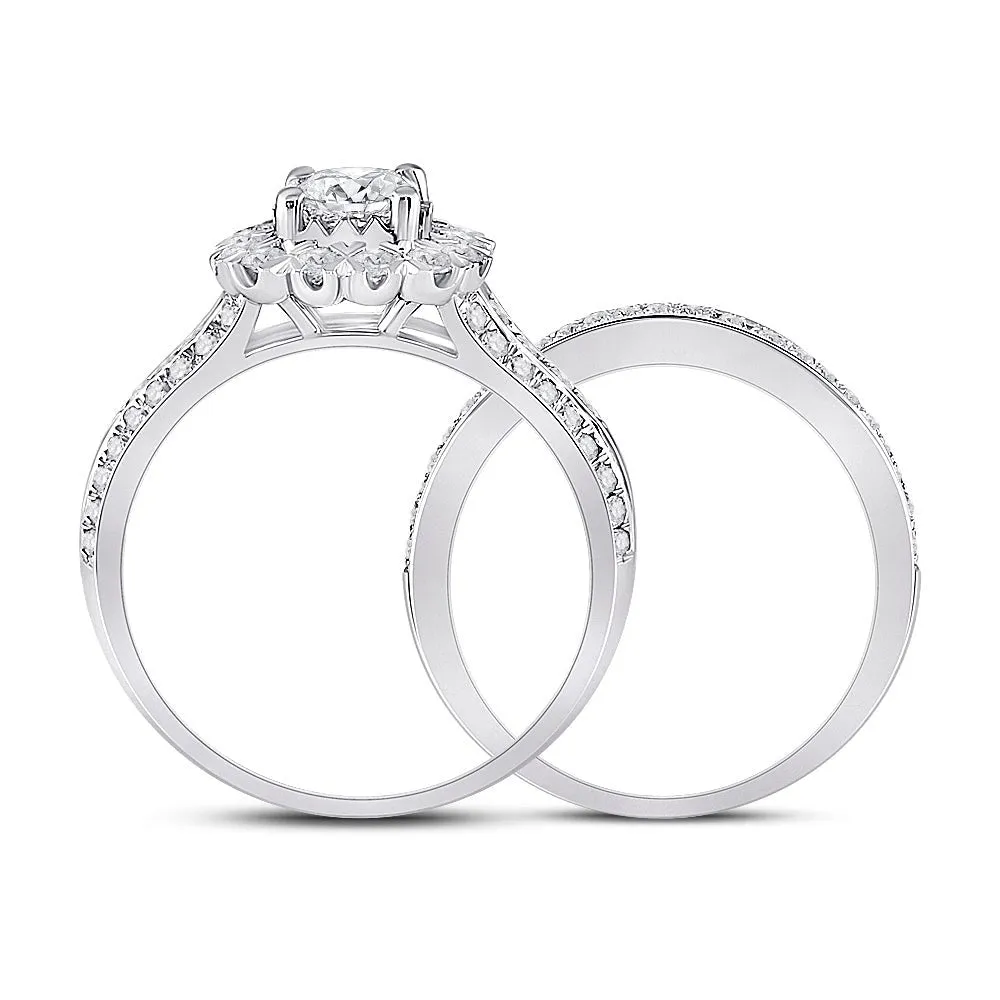 14kt White Gold Cushion Diamond Bridal Wedding Ring Band Set 1-1/2 Cttw | Enchanting Eternity