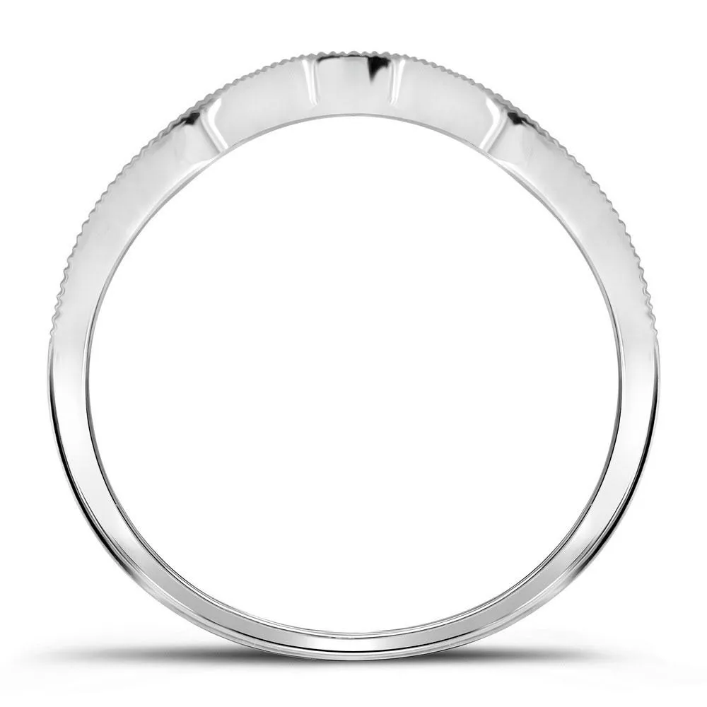14kt White Gold Diamond Cluster Wedding Ring Set