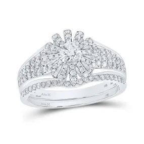 14kt White Gold Radiant Love Diamond Bridal Wedding Ring Set