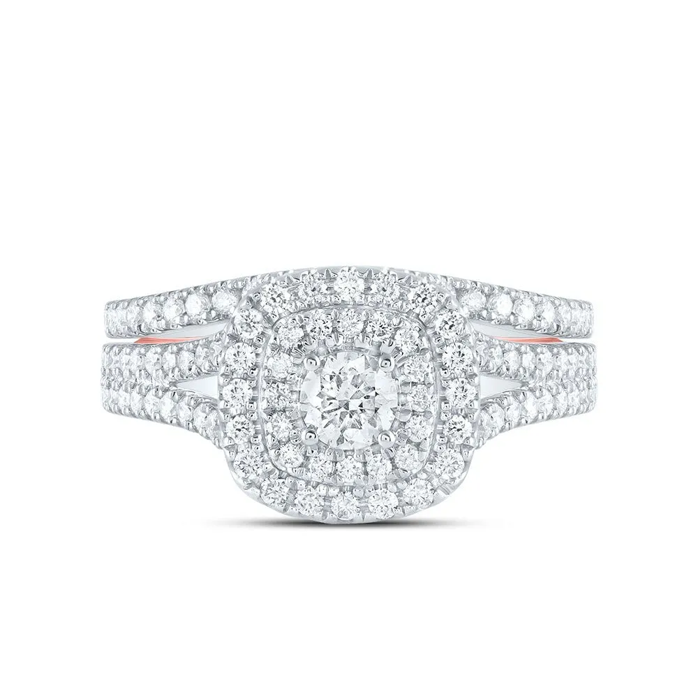 14kt White Gold Radiant Sparkle Bridal Wedding Ring Band Set