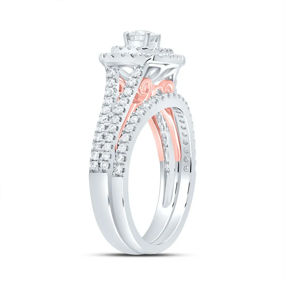 14kt White Gold Radiant Sparkle Bridal Wedding Ring Band Set