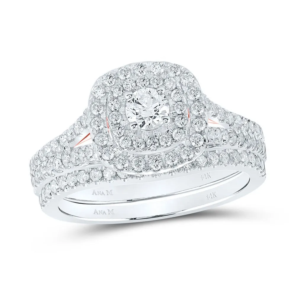 14kt White Gold Radiant Sparkle Bridal Wedding Ring Band Set