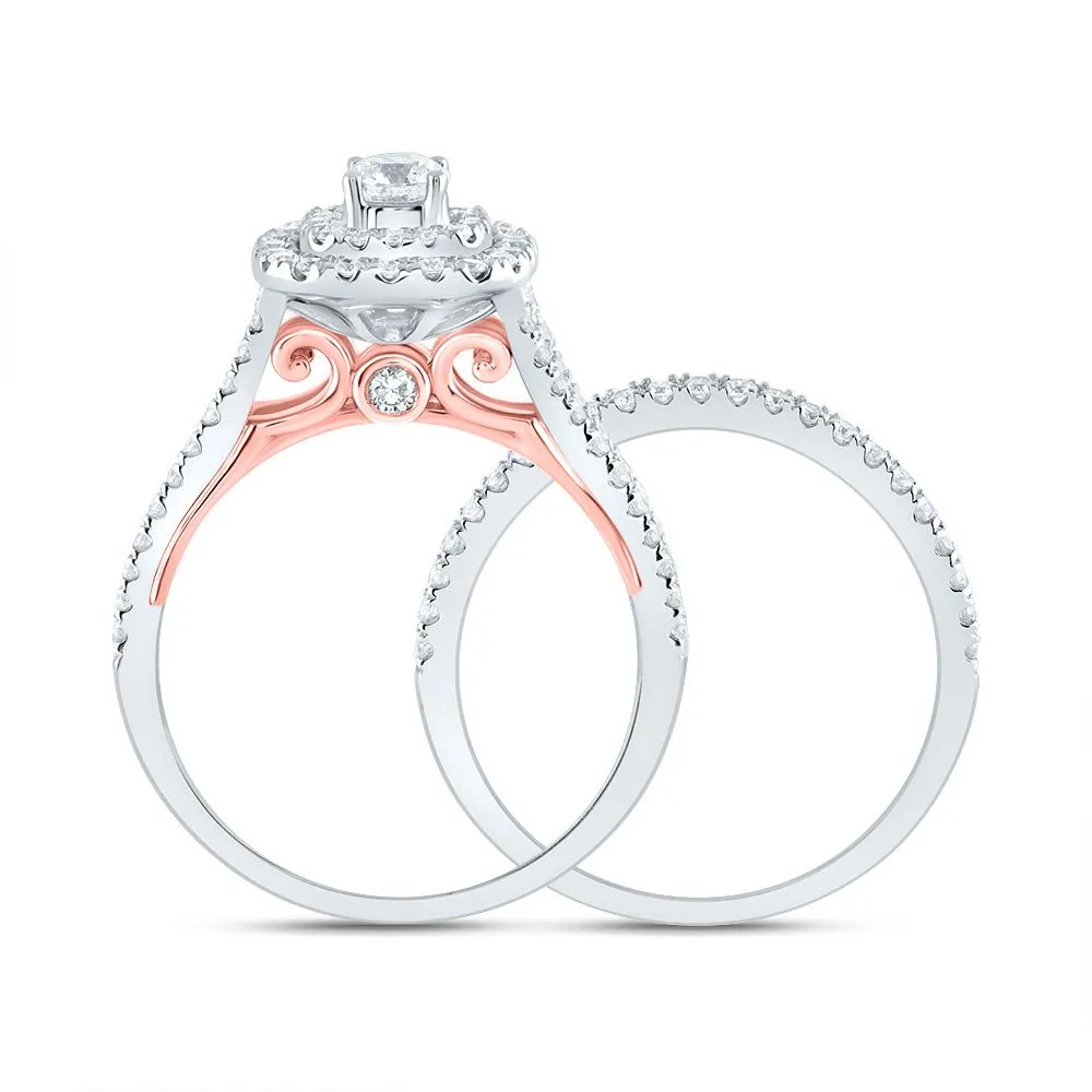 14kt White Gold Radiant Sparkle Bridal Wedding Ring Band Set