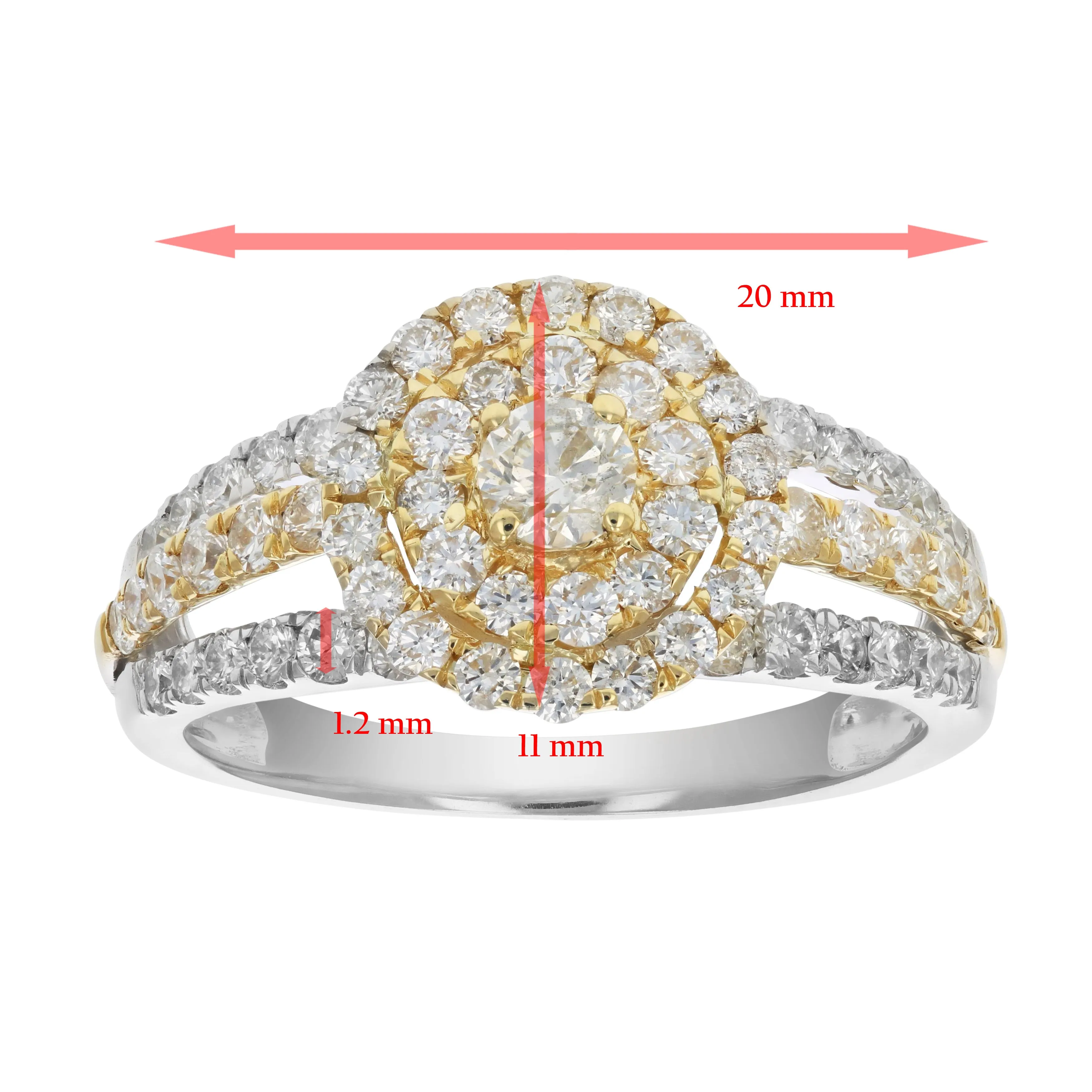 1.50 cttw Diamond Wedding Rings in Tow Tone Gold
