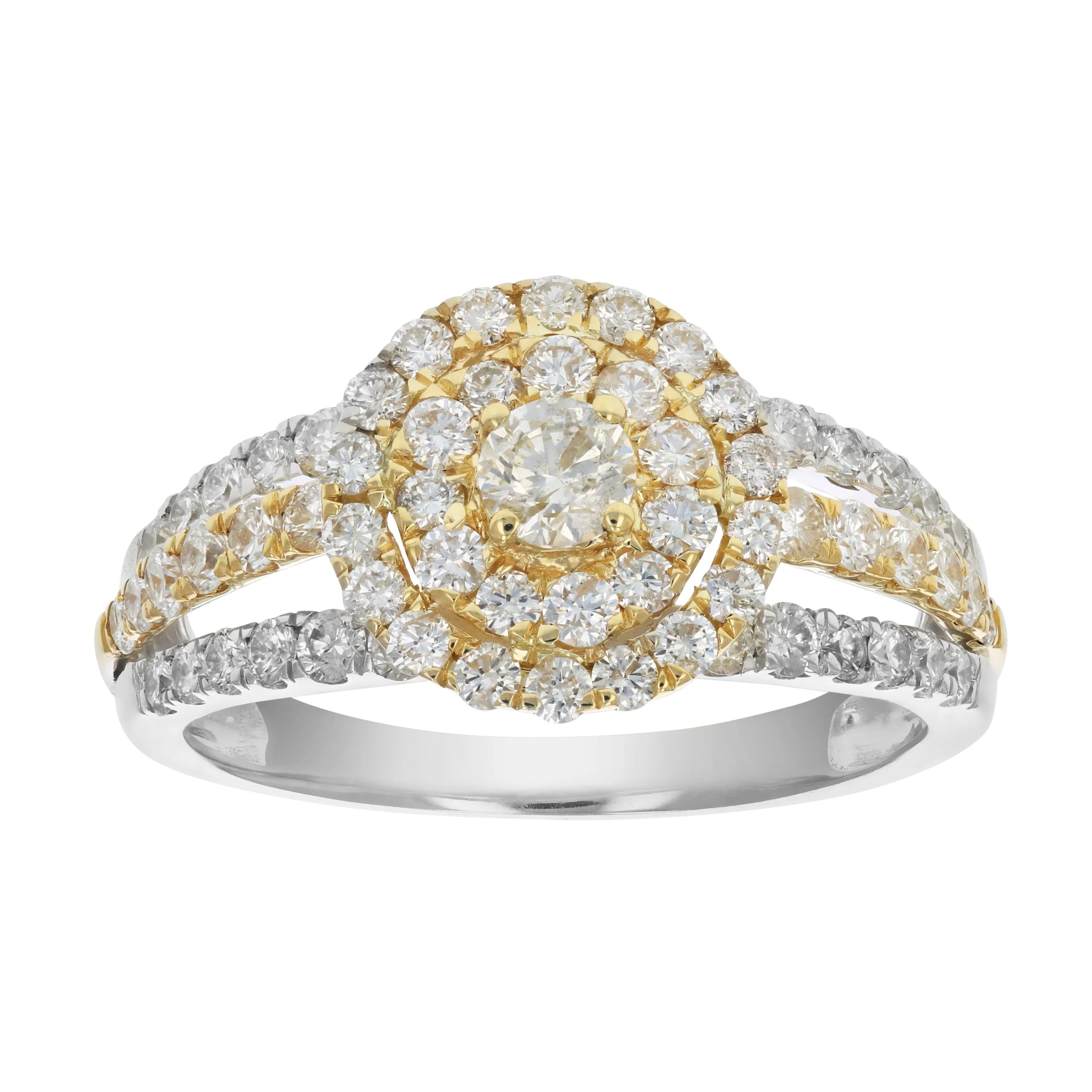 1.50 cttw Diamond Wedding Rings in Tow Tone Gold