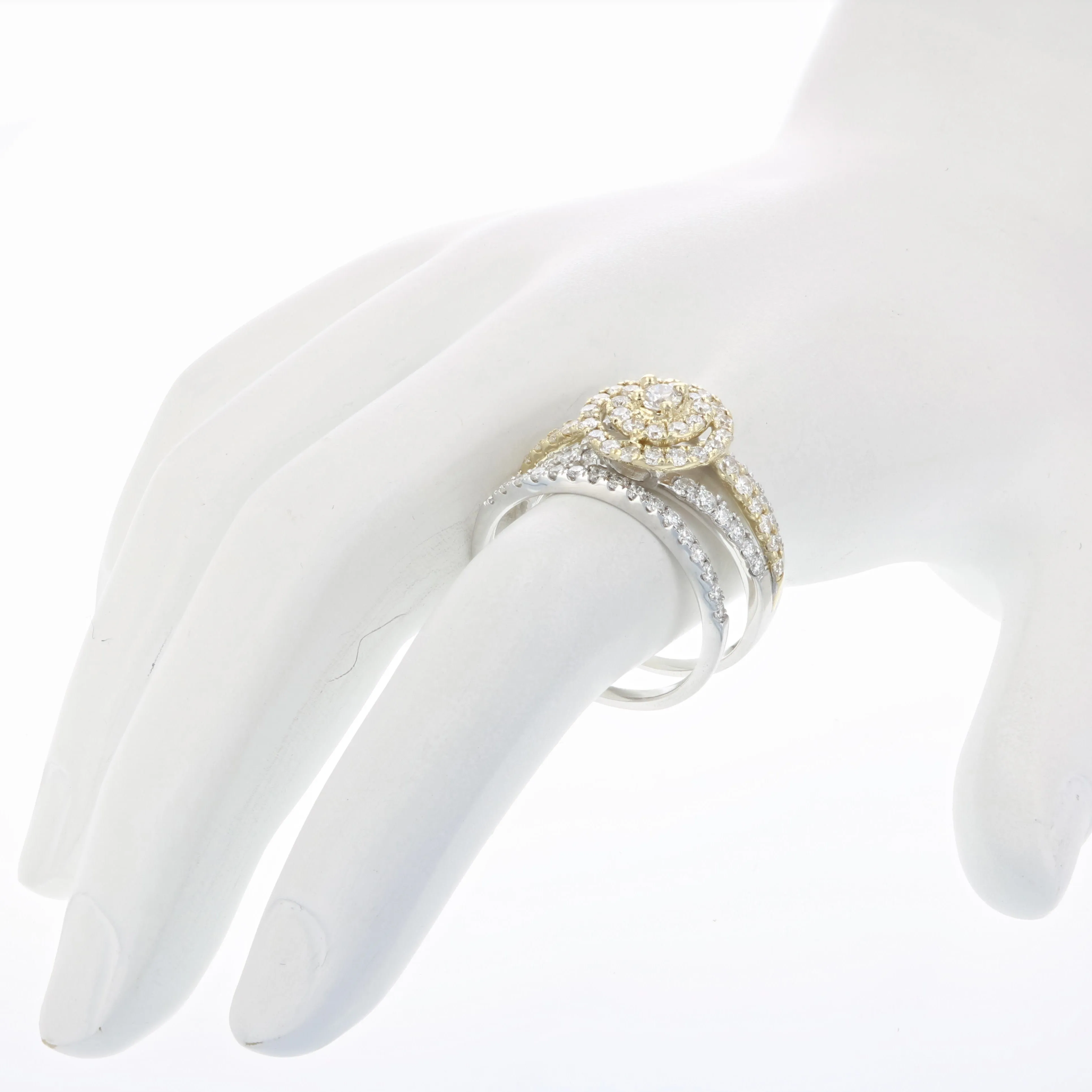 1.50 cttw Diamond Wedding Rings in Tow Tone Gold