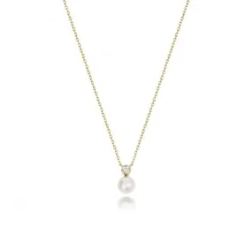 18ct Gold Diamond & Akoya Pearl Necklace NDQ203