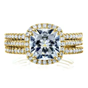 2.5ct Capri Cushion 3pc Yellow Bridal Set