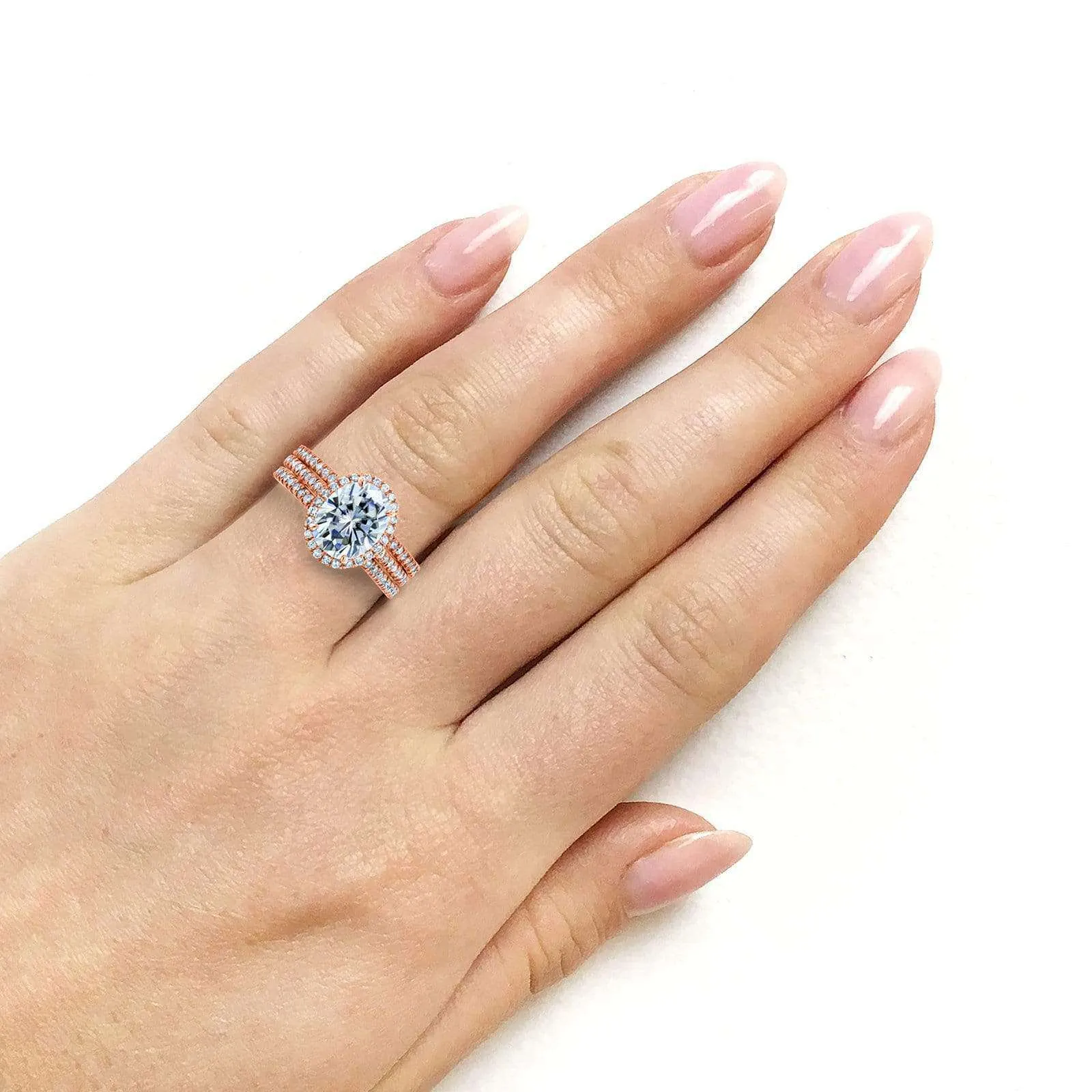 2.5ct Capri Oval 3pc Pink Bridal Set
