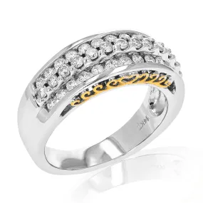 3/4 cttw Diamond Uneven Row Wedding Band in 14K White Gold