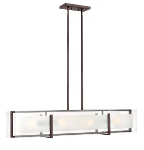 42"W Latitude 4-Light Stem Hung Linear in Oil Rubbed Bronze