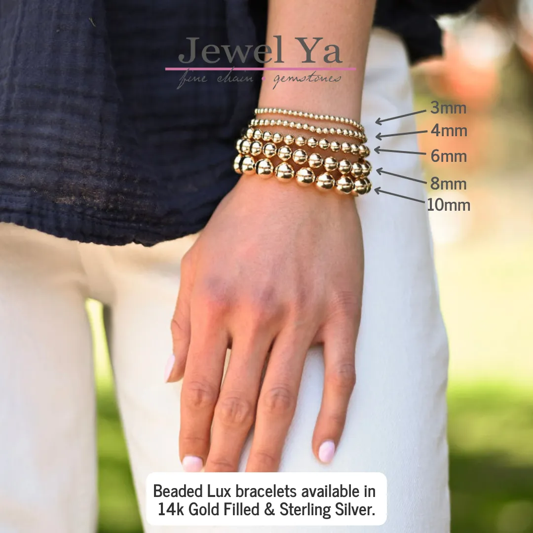6mm Beaded Lux & Mother of Pearl Cross Bracelet