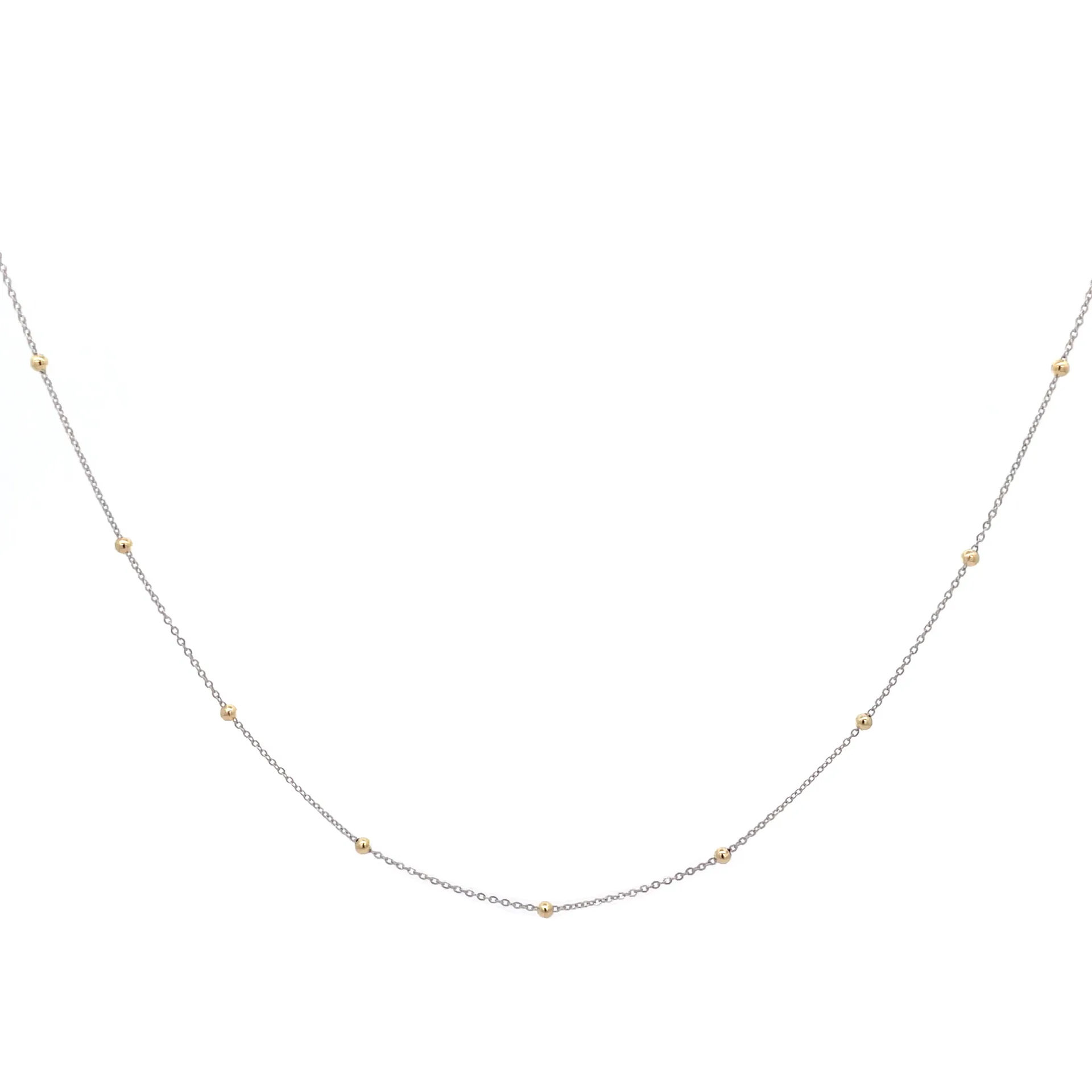 9ct Gold Delicate Trace Necklace with Ball Accents