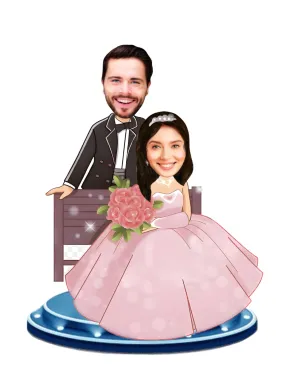 Adesh Anusaar ® Customised Caricature Personalized Gifts for Couple 10inch with Cusomised Back Stand (Design 8)