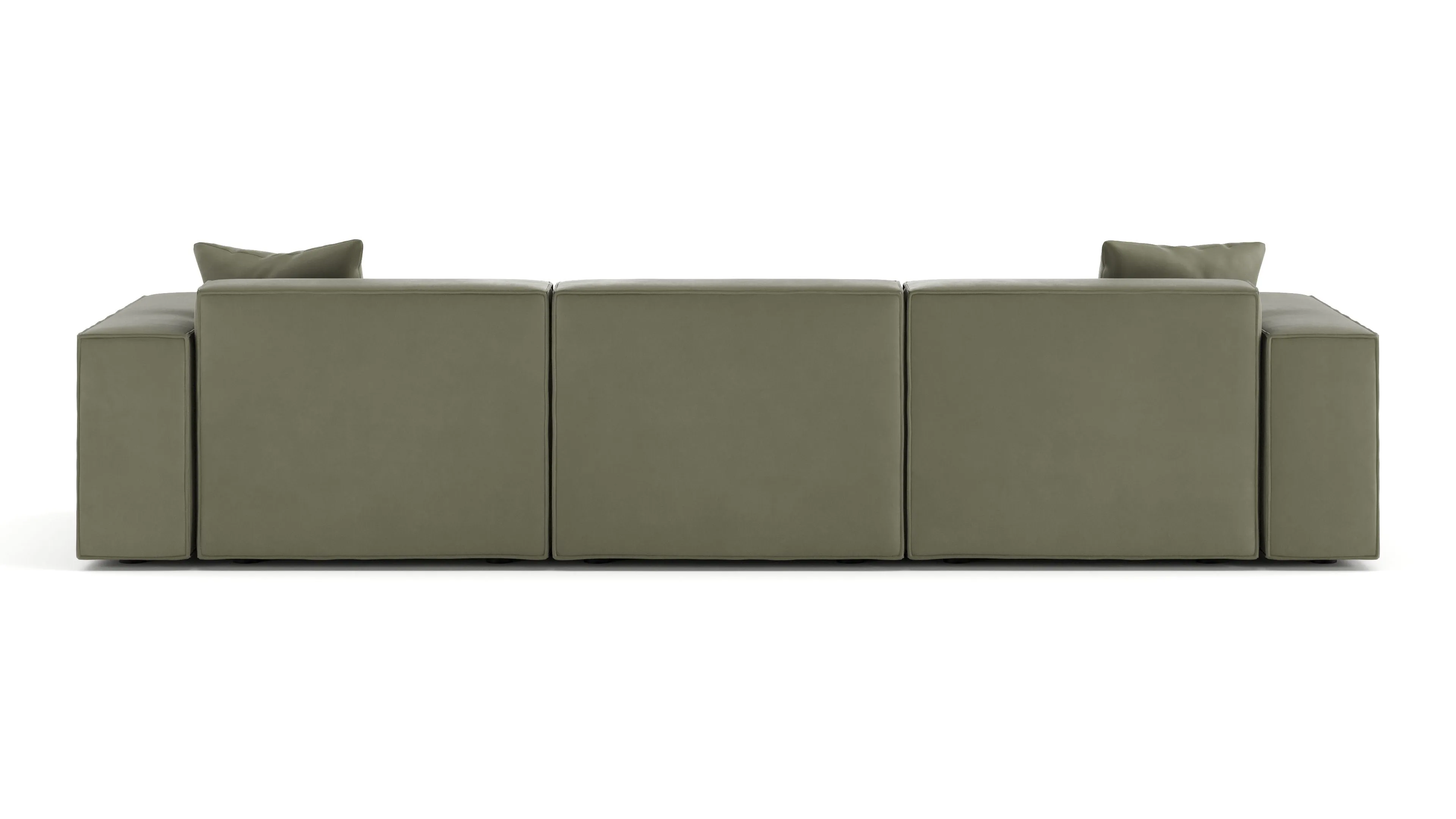Arles - Arles Sectional, Three Seater, Right Chaise, Sage Vegan Suede
