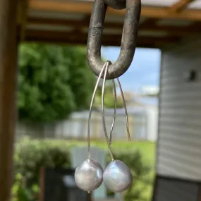 Baroque Silver Grey Pearl Drop Earrings
