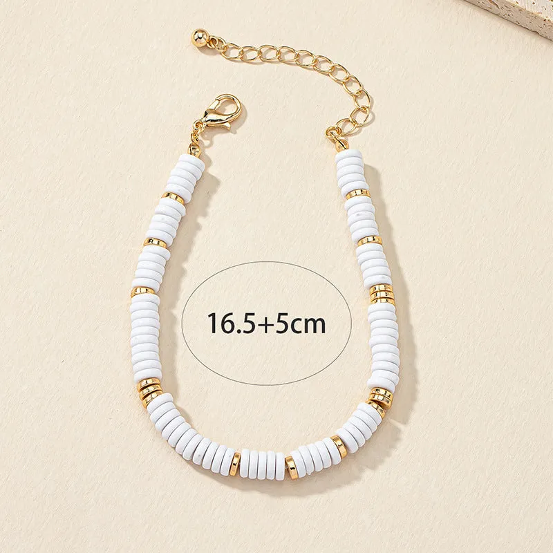 Bohemian Acrylic Beaded Bracelet with Cross Border Detail