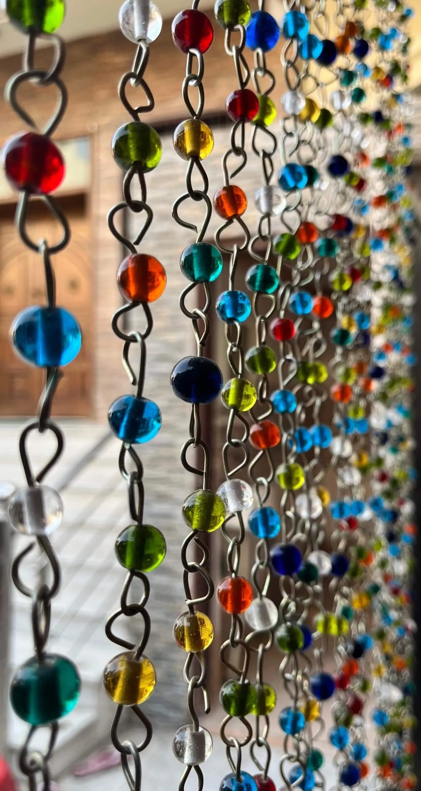 Bohemian Beaded Curtain with Jingle Bells